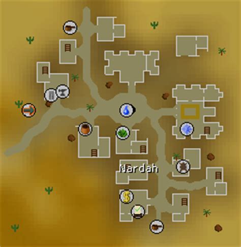 Osrs nardah - The Mayor of Nardah. Awusah the Mayor is the mayor of Nardah, a small Menaphite settlement in the south-eastern Kharidian Desert. Prior to the completion of Spirits of the Elid, Nardah is beset by a curse that causes the town's water supply to dry up, making his job considerably more difficult. Awusah, for some time, has been the town's leader ... 